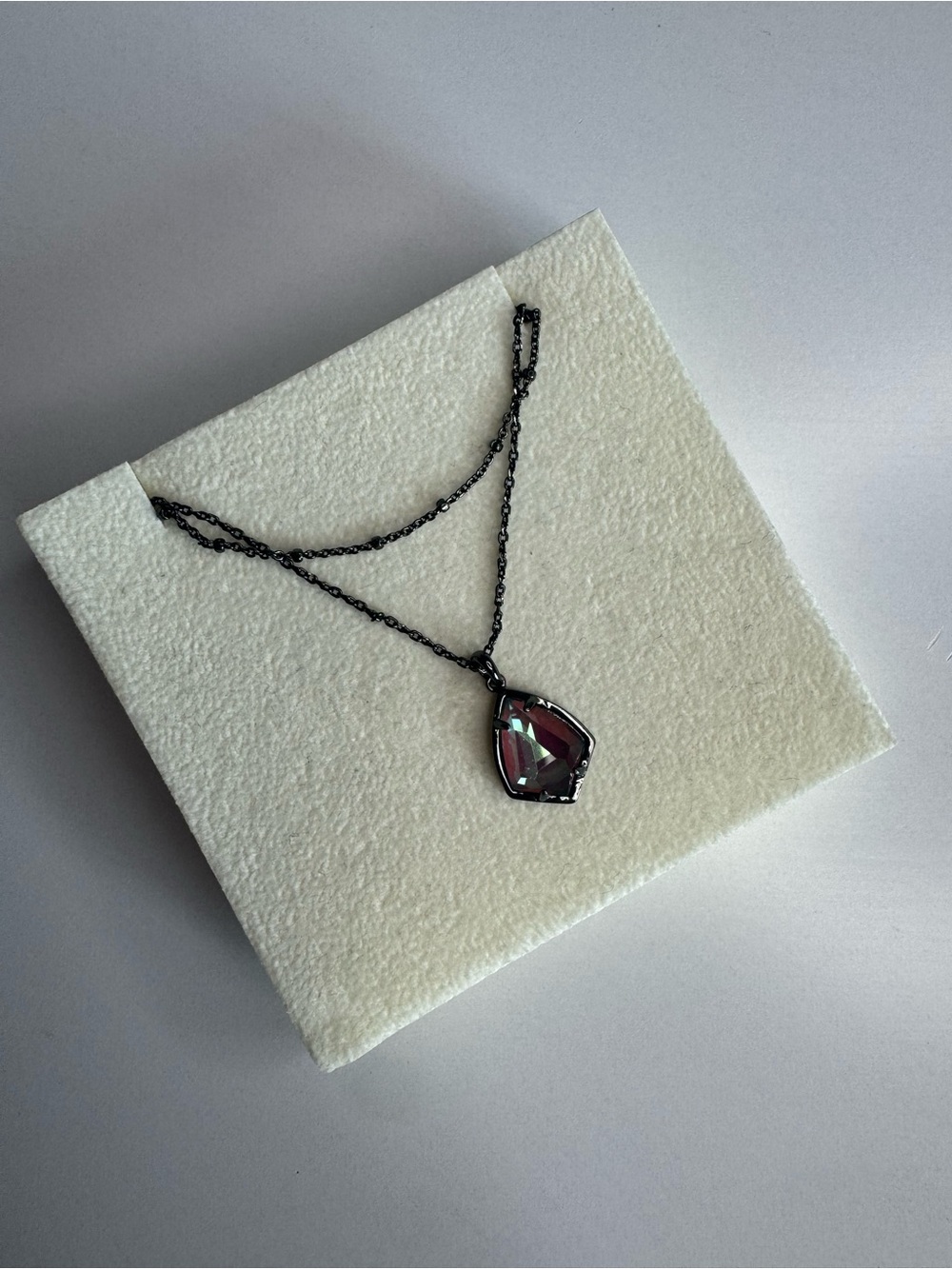 Kendra Scott Cory Gunmetal with Iridescent Teardrop Pendant Necklace - Picture 4 of 4